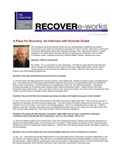 A Place for Recovery: An Interview with Kenneth