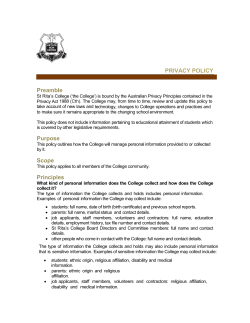 PRIVACY POLICY Preamble Purpose Scope Principles