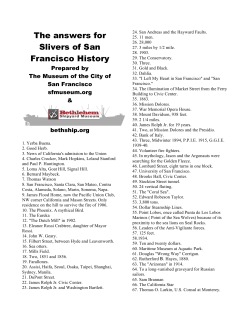 The answers for Slivers of San Francisco History