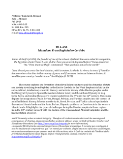 ISLA 430 Islamdom: From Baghdad to Cordoba
