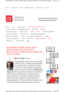 Book Review: The Blitz and Its Legacy: Wartime Destruction to Post