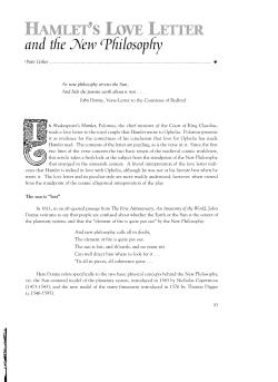 Hamlet`s Love Letter and the New Philosophy