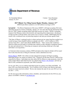 01/18/2017 - 2017 Illinois Tax Filing Season Begins Monday