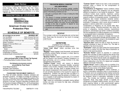 American Cruise Lines Protection Plan SCHEDULE OF BENEFITS