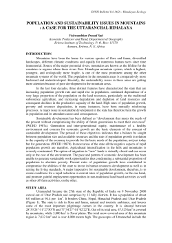 POPULATION AND SUSTAINABILITY ISSUES IN MOUNTAINS : A