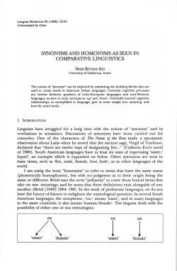 i.{onyms and homonyms as seen in comparattve linguistics