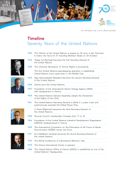 Timeline Seventy Years of the United Nations