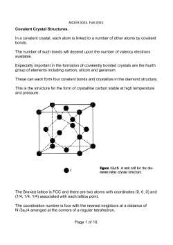 Page 1 of 10. Covalent Crystal Structures. In a covalent crystal, each