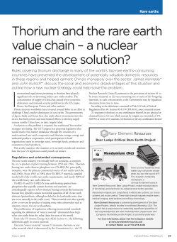 Thorium and the rare earth value chain &ndash; a