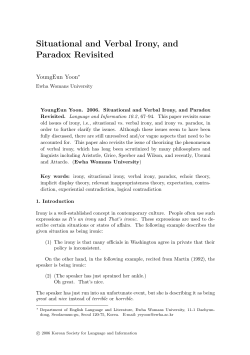 Situational and Verbal Irony, and Paradox Revisited