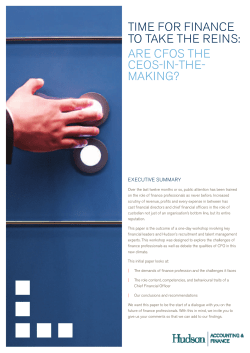 timE FOr FinancE tO takE tHE rEins: arE cFOs tHE cEOs-in