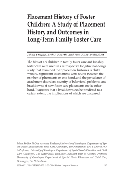 Placement History of Foster Children: A Study of Placement History