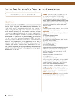 Borderline Personality Disorder in Adolescence