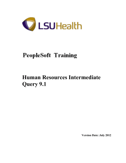 PeopleSoft 9.1 Human Resources Intermediate Query