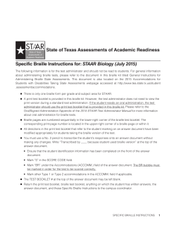 Specific Braille Instructions for July STAAR Biology