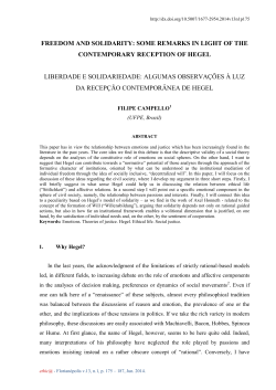 FREEDOM AND SOLIDARITY: SOME REMARKS IN LIGHT OF THE