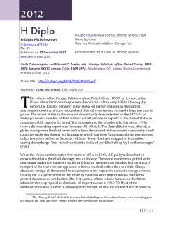 H-Diplo FRUS Review No. 19 (2012)