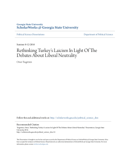 Rethinking Turkey`s Laicism In Light Of The Debates About Liberal