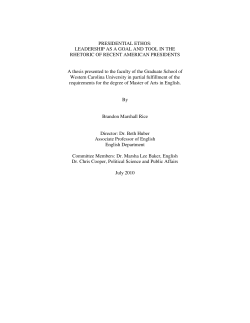 Presidential ethos : leadership as goal and tool in the rhetoric of