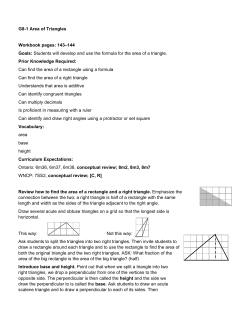 G8-1 Area of Triangles Workbook pages: 143&ndash;144 Goals: Students
