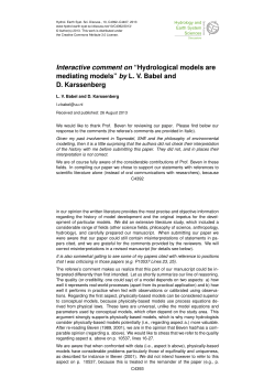 Interactive comment on &ldquo;Hydrological models are mediating models