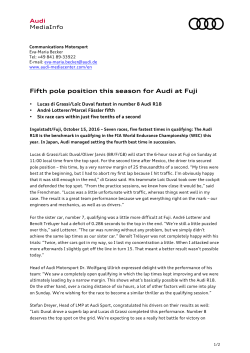 Fifth pole position this season for Audi at Fuji