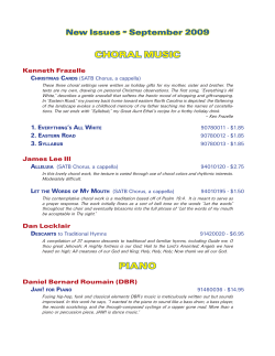 CHORAL MUSIC PIANO - Subito Music Corporation
