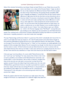 Epistemology and American Indians