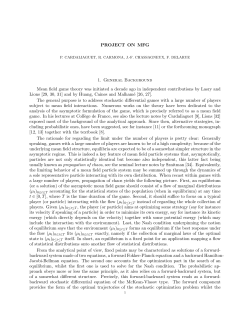 PROJECT ON MFG 1. General Background Mean field game