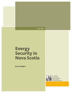 Energy Security in Nova Scotia - Canadian Centre for Policy
