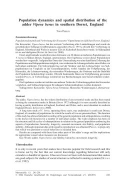 Population dynamics and spatial distribution of the adder Vipera