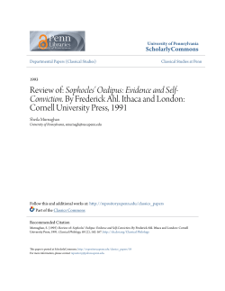 Review of: Sophocles` Oedipus - ScholarlyCommons