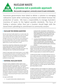 NUCLEAR WASTE A process not a postcode