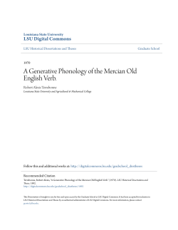 A Generative Phonology of the Mercian Old English Verb.