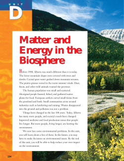 Matter and Energy in the Biosphere Matter and Energy in the