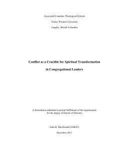 Conflict as a Crucible for Spiritual Formation in Congregational