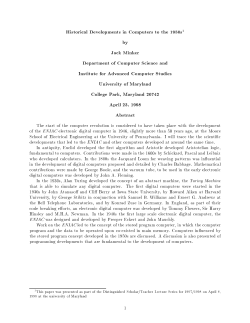Historical Developments in Computers to the
