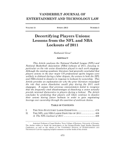 Decertifying Players Unions - Vanderbilt Journal of Entertainment