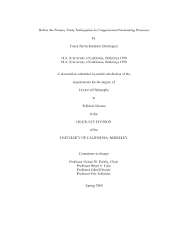 Dissertation: Before the Primary: Party Participation in