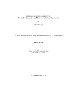 TERTULLIAN`S IDEAL CHRISTIAN: The Ideals of Persecution and