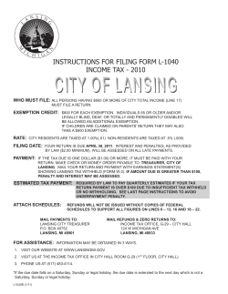INSTRUCTIONS FOR FILING FORM L-1040 INCOME TAX