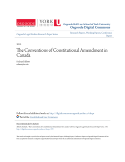 The Conventions of Constitutional Amendment in Canada