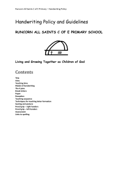 Handwriting Policy and Guidelines Contents