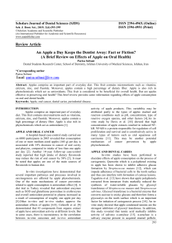 Review Article An Apple a Day Keeps the Dentist Away: Fact or