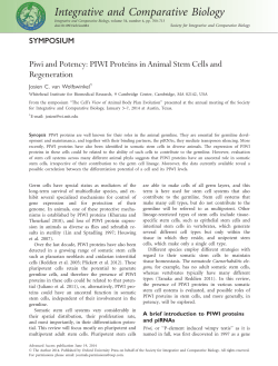 Piwi and Potency: PIWI Proteins in Animal Stem Cells and