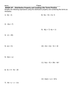 Distributing and Combining Like Terms Warm-up