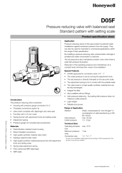 Pressure reducing valve with balanced seat Standard pattern with