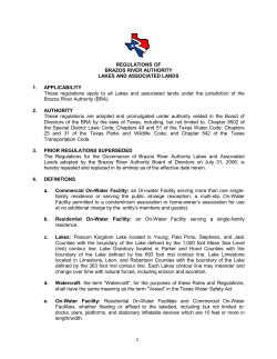 1 REGULATIONS OF BRAZOS RIVER AUTHORITY LAKES AND