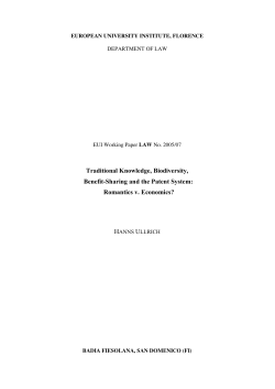 Traditional Knowledge, Biodiversity, Benefit