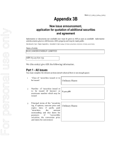 ASX Listing Rules Appendix 3B